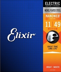 Струны для электрогитары Elixir 12102 NANOWEB Medium 11-49 (USA)