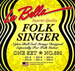 Струны для фольк гитары La Bella 830 Folksinger (USA), наконечник "шарик"