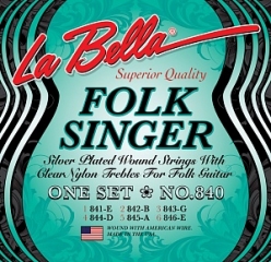 Струны для фольк гитары La Bella 840 Folksinger (USA), наконечник "шарик"