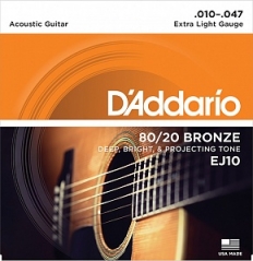 Струны D`Addaio EJ10 (USA) для акустической гитары 10-47