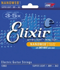 Струны для электрогитары Elixir 12002 NANOWEB Light 9-42 (USA)