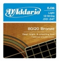 Струны для 12-струнной гитары D'Addario EJ36 Light (USA)